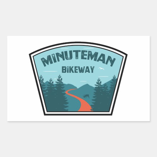 Minuteman-fietspad Boston Massachusetts Rechthoekige Sticker (Voorkant)