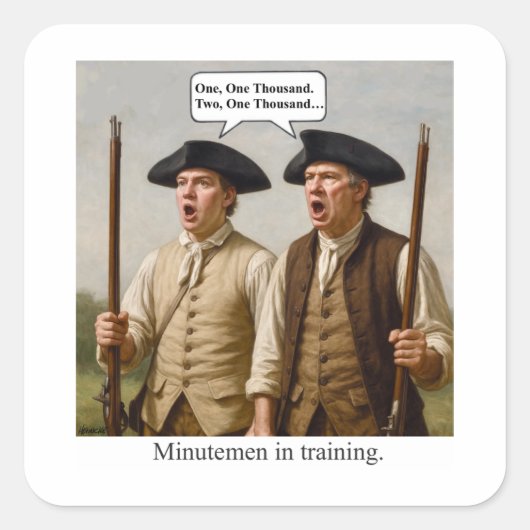 Minutemen in training. vierkante sticker (Voorkant)