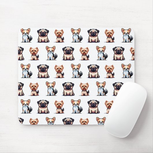 Minydogs pixelart Mousepad Muismat (Met muis)