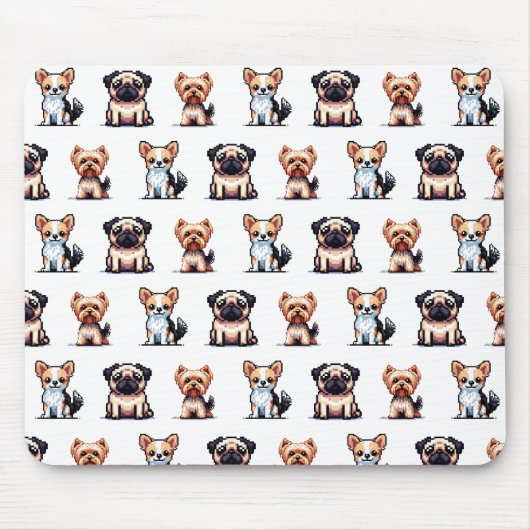 Minydogs pixelart Mousepad Muismat (Voorkant)