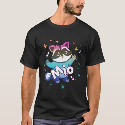 Mio naam met wasbeer t-shirt (Voorkant)