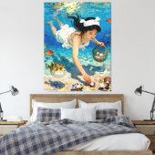 "Mio’s Descent" – Een oceaanportret Canvas Afdruk (Insitu (Slaapkamer))