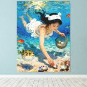 "Mio’s Descent" – Een oceaanportret Canvas Afdruk (Insitu (Houten vloer))