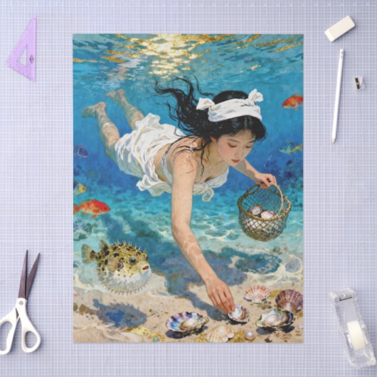 "Mio’s Descent" – Een oceaanportret Tissuepapier (Craft)