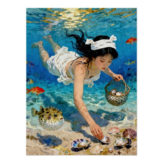 "Mio's Afdaling" – Een Oceaanportret Perfect Poster (Voorkant)