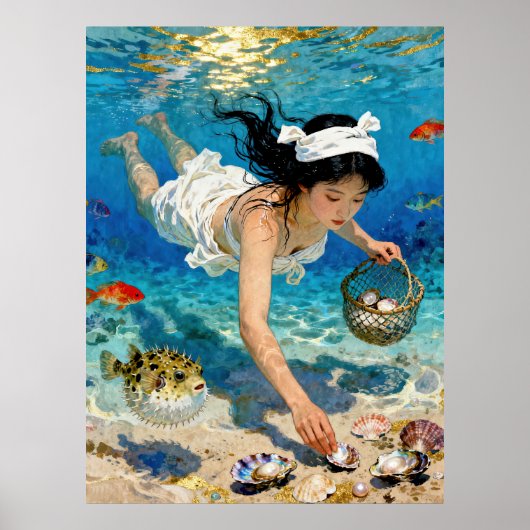 "Mio's Afdaling" – Een Oceaanportret Poster (Voorkant)