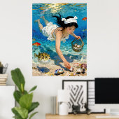 "Mio's Descent" – Een Oceaanportret Poster (Thuiskantoor)