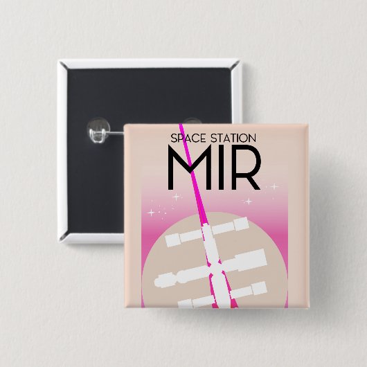 MIR Russisch Ruimtestation poster Vierkante Button 5,1 Cm (Voorkant /achterkant)