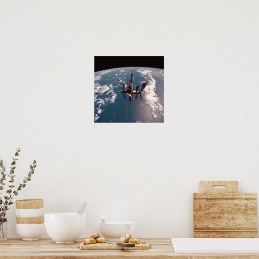 Mir Space Station Floats aver Poster (Keuken)