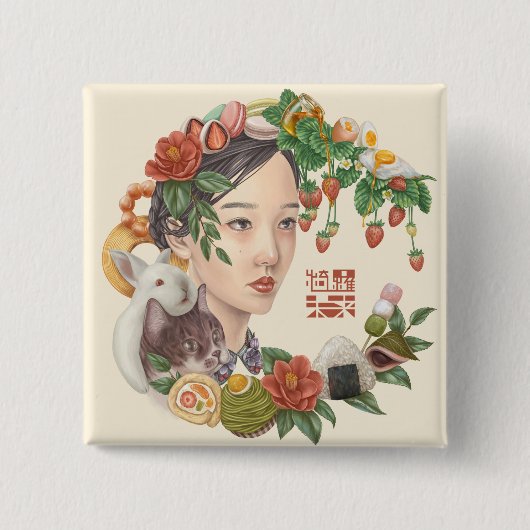 Mira Kira en vrienden Vierkante Button 5,1 Cm (Voorkant)