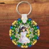 Mirabella in Emerald Light – Kaleidoscope Mandala  Sleutelhanger (Voorkant)