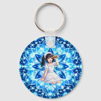 Mirabella in Frost Light – Ice Blue Kaleidoscope  Sleutelhanger