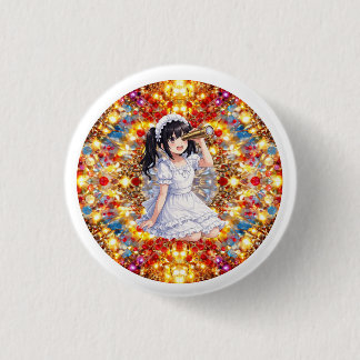 Mirabella in Golden Glow – Kaleidoscope Mandala Ronde Button 3,2 Cm
