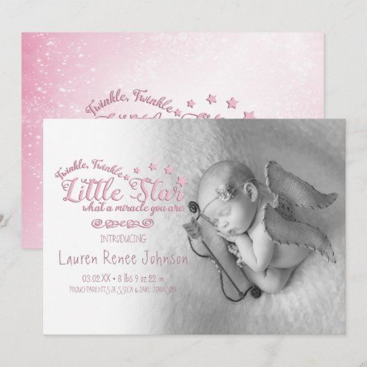 Miracle Baby, geboorteaankondigingen Aankondiging (Voorkant / Achterkant)