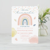 Miracle Baby Pastel Regenboog Wolken Regendruppels Kaart (Staand voorkant)