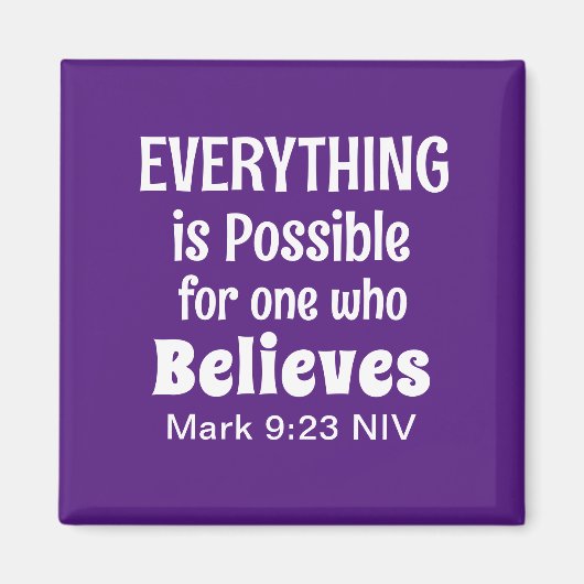 Miracle Bible Verse Christelijk Faith Paarse Magneet (Voorkant)
