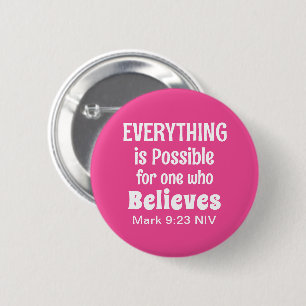 Miracle Bible Verse Christelijk Faith Pink Ronde Button 5,7 Cm