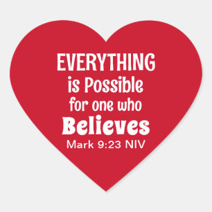 Miracle Bible Verse Christelijk Faith Red Hart Sticker