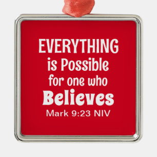 Miracle Bible Verse Christelijk Faith Red Metalen Ornament