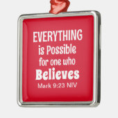 Miracle Bible Verse Christelijk Faith Red Metalen Ornament (Links)