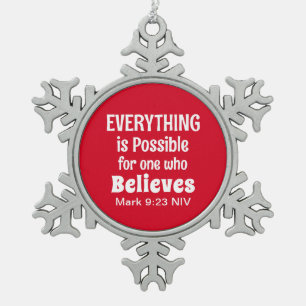 Miracle Bible Verse Christelijk Faith Red Tin Sneeuwvlok Ornament