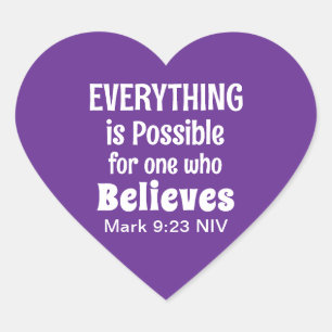 Miracle Bible Verse Christelijk Faith Royal Paarse Hart Sticker