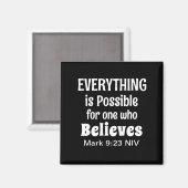 Miracle Bible Verse Christelijk Faith Zwart Magneet (Voorkant / Achterkant)