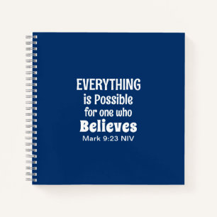 Miracle Bible Verse Christelijk Geloof Navy Blue Notitieboek