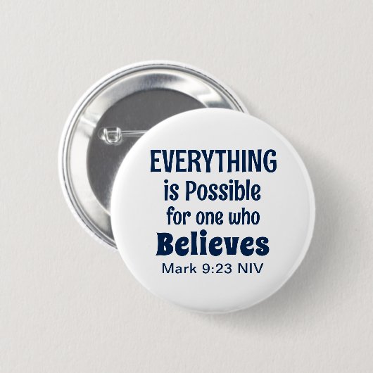 Miracle Bible Verse Christelijk Geloof Navy Blue Ronde Button 5,7 Cm (Voorkant /achterkant)