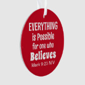 Miracle Bible Verse Christelijk Geloof Rood en Wit Ornament (voorkant)