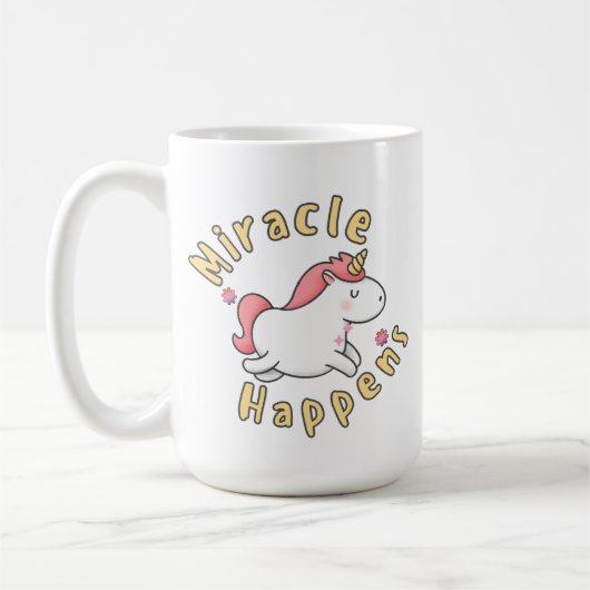 Miracle happens cute unicorn mug design koffiemok (Links)