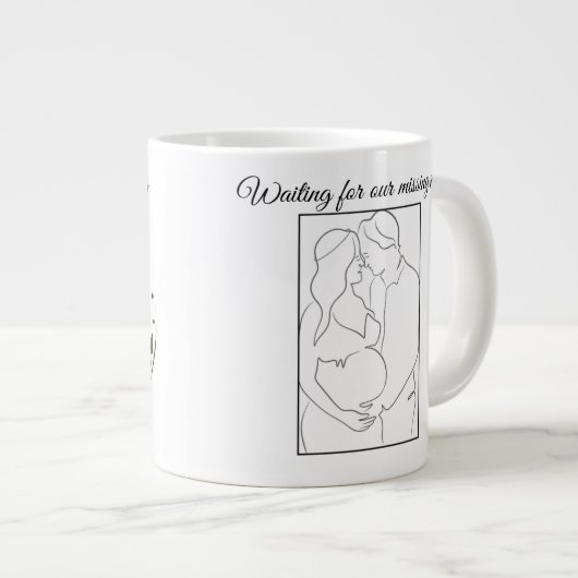 Miracle in Motion – Parents-to-Be Line Art Mug 🤍 Grote Koffiekop (Voorkant rechts)