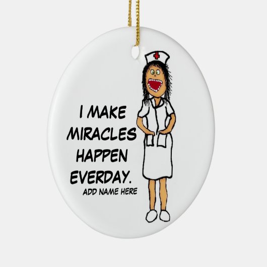 Miracle Nurse Cartoon Keramisch Ornament (Rechts)