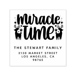 Miracle Time Kerstmis Familienaam Retouradres Zelfinktende Stempel