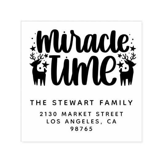 Miracle Time Kerstmis Familienaam Retouradres Zelfinktende Stempel (Design)