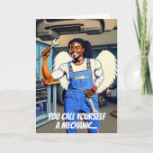 Miracle Worker Zwart Vrouw Mechanic Verjaardag Kaart (Voorkant)