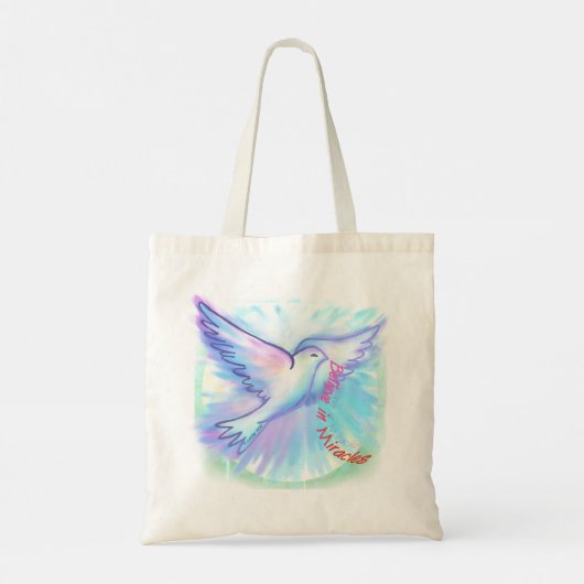Miracles Dove Christelijke canvas tas (Achterkant)