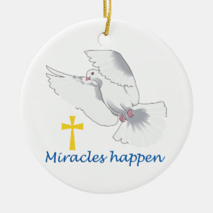 Miracles gebeuren keramisch ornament