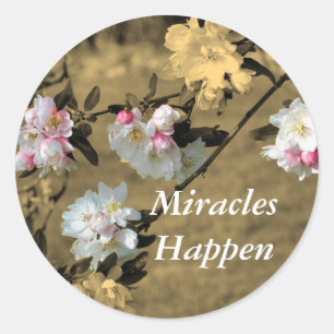 Miracles Happen Blossom Inspirerend Ronde Sticker