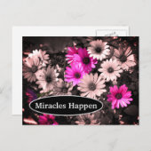 Miracles Happen Daisies Inspirerend Briefkaart (Voorkant / Achterkant)