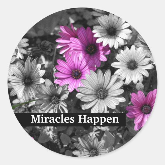 Miracles Happen Daisies Inspirerend Ronde Sticker (Voorkant)