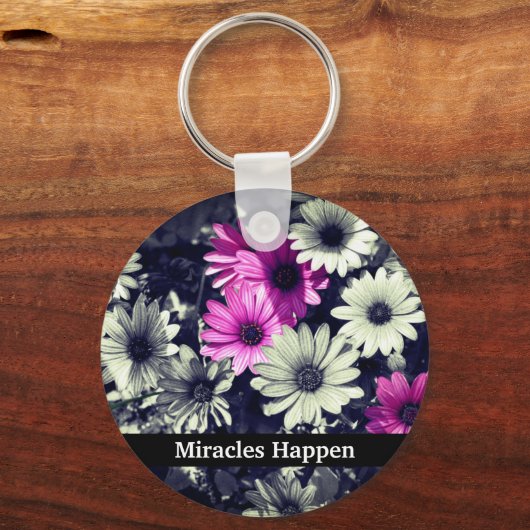 Miracles Happen Daisies Inspirerend Sleutelhanger (Achterkant)