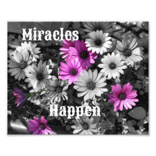 Miracles Happen Daisy Flowers Inspirerend Foto Afdruk