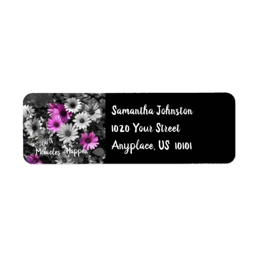 Miracles Happen Daisy Inspirerend Address Etiket (Voorkant)