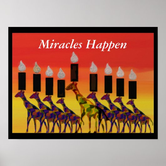 Miracles Happen GiraffesHannukah Menorah Print (Voorkant)