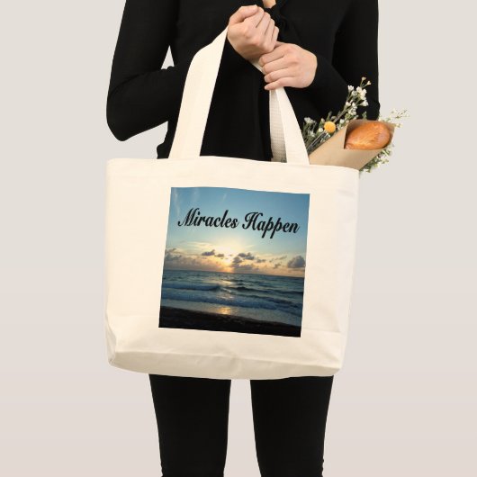 MIRACLES HAPPEN GROTE TOTE BAG (Voorkant (product))