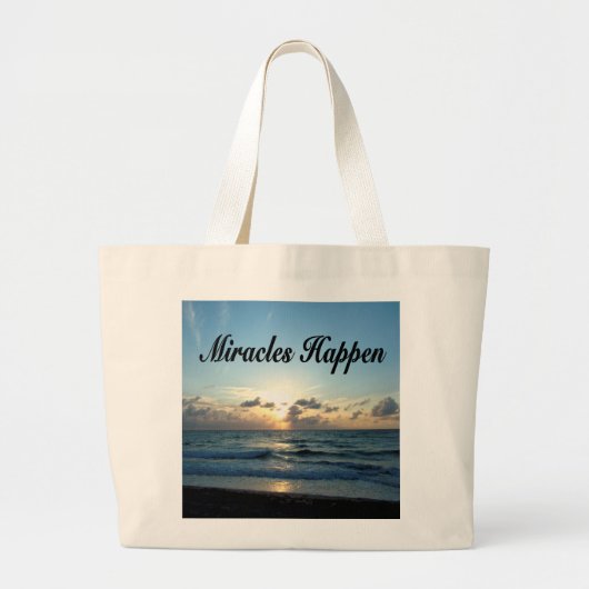 MIRACLES HAPPEN GROTE TOTE BAG (Voorkant)