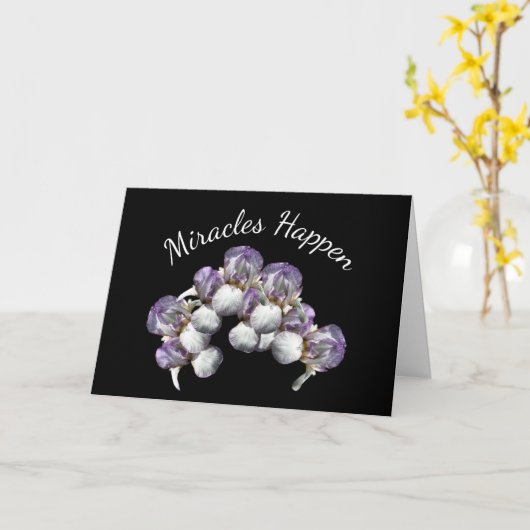 Miracles Happen Iris Flowers Inspirerend Kaart (Gele Bloem)