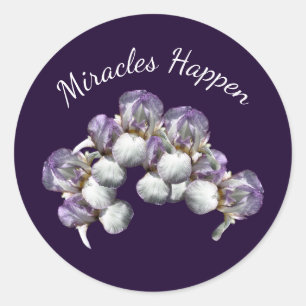 Miracles Happen Iris Flowers Inspirerend Ronde Sticker