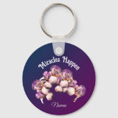 Miracles Happen Iris Flowers Inspirerend Sleutelhanger (Achterkant)